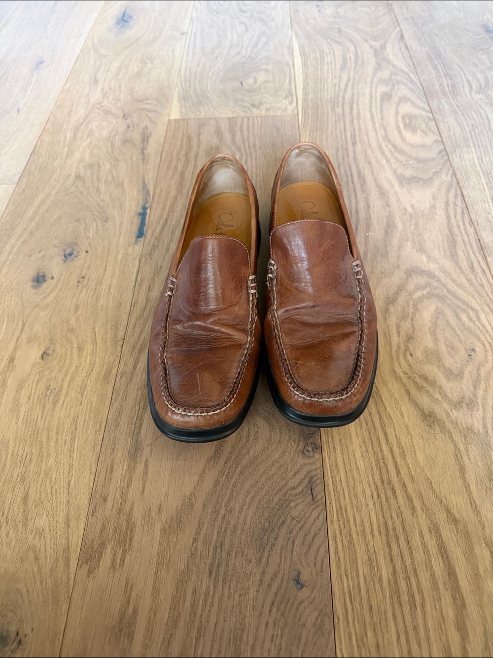 Cole Haan Tan Leather Slip-On Moc Toe Loafers
